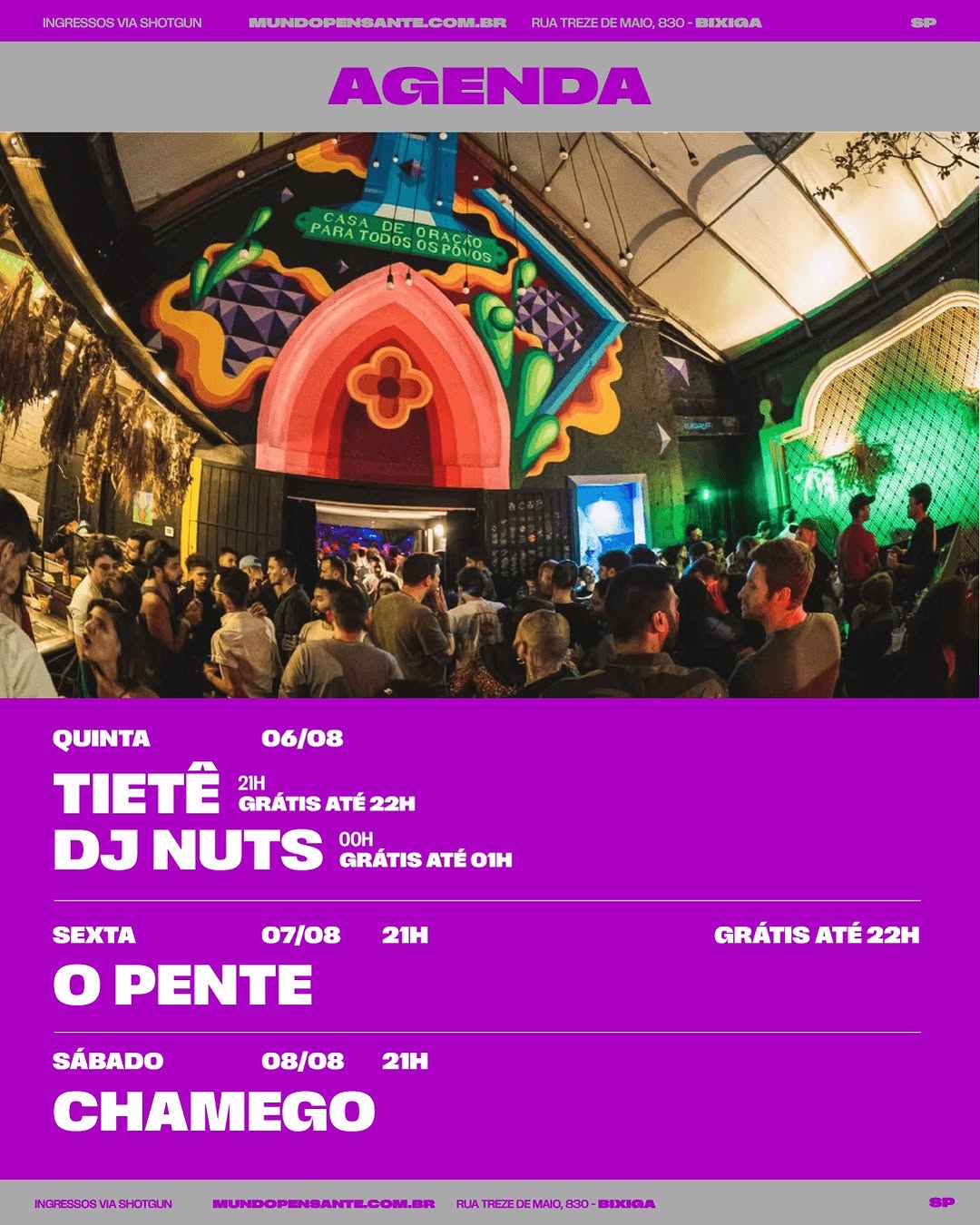 Tiete (Programação da Semana) — Mundo Pensante, Bela Vista, São Paulo