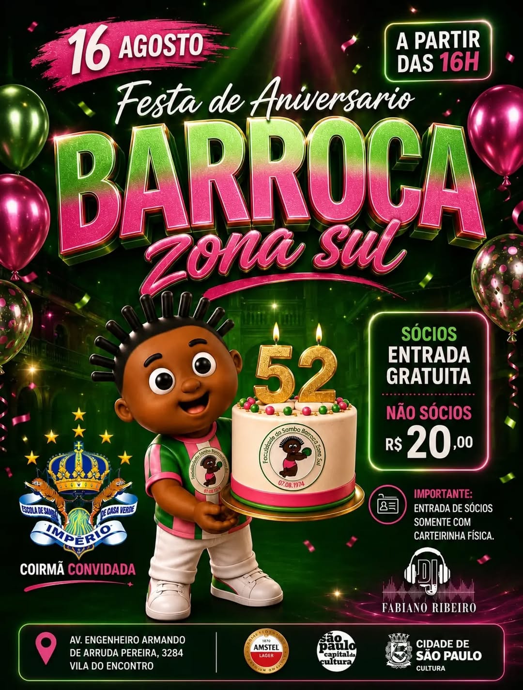 Aniversário de 52 anos da Faculdade do Samba — Barroca Zona Sul, Jabaquara, São Paulo