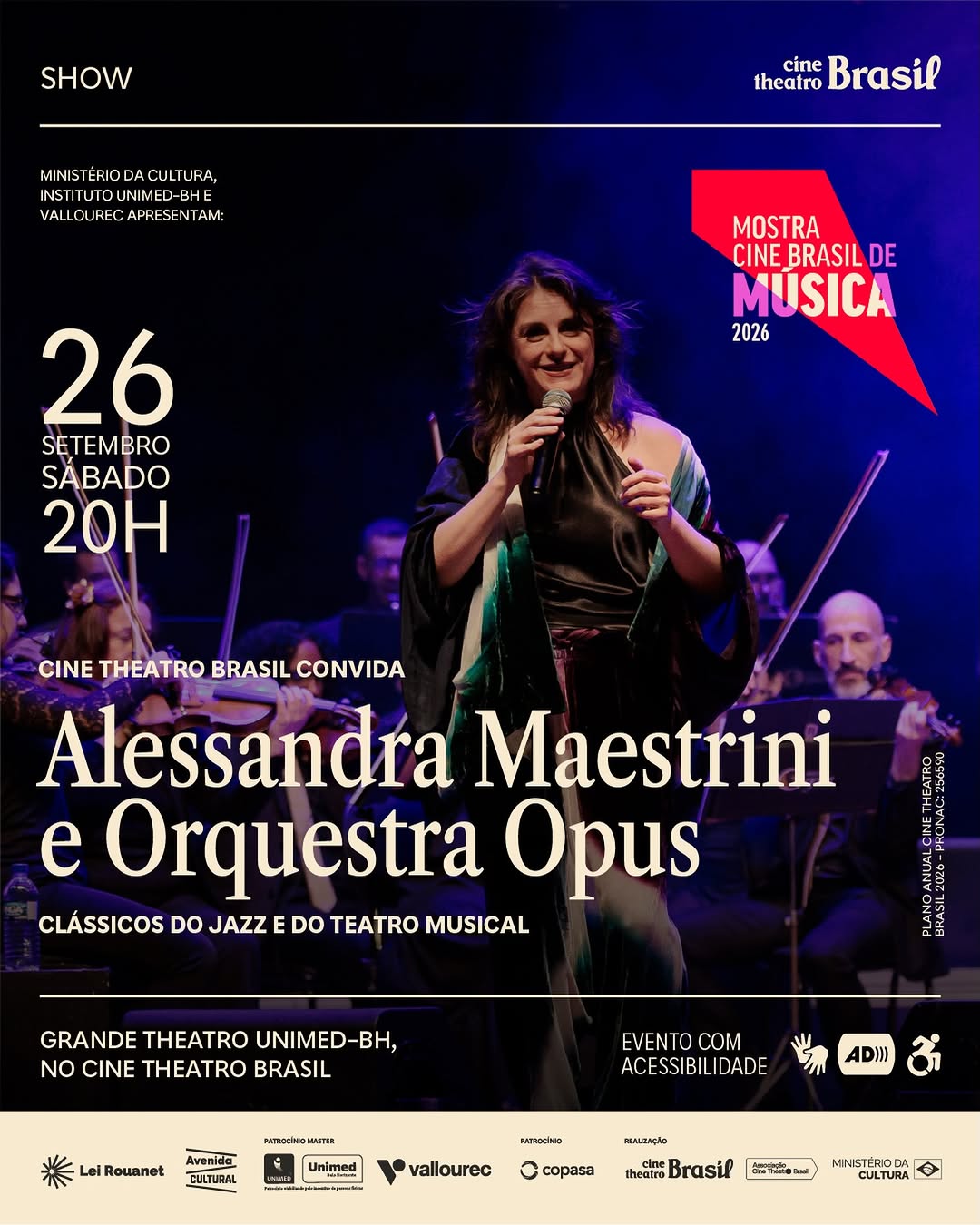Alessandra Maestrini e Orquestra Opus na Mostra Cine Brasil de Música 2026 — Cine Theatro Brasil Vallourec, Centro, Belo Horizonte