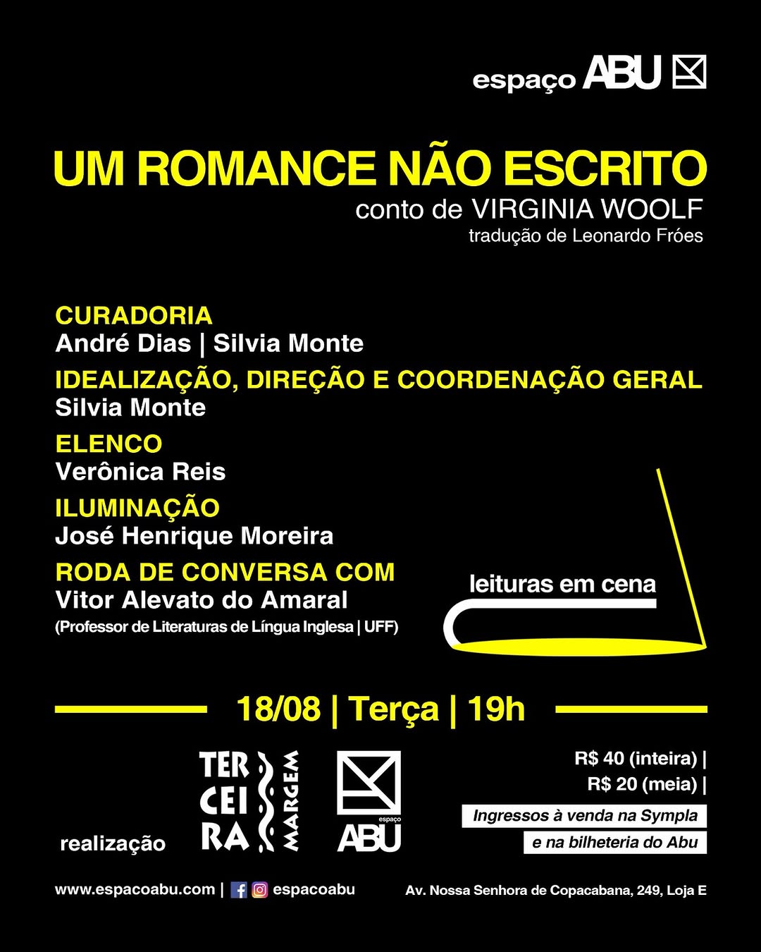 Leituras em Cena: Um romance não escrito — Espaço Abu, Rio de Janeiro