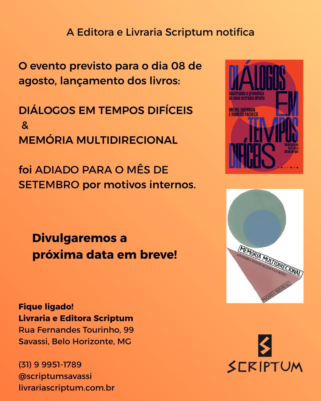 Lançamento com Michel Gherman (adiado)