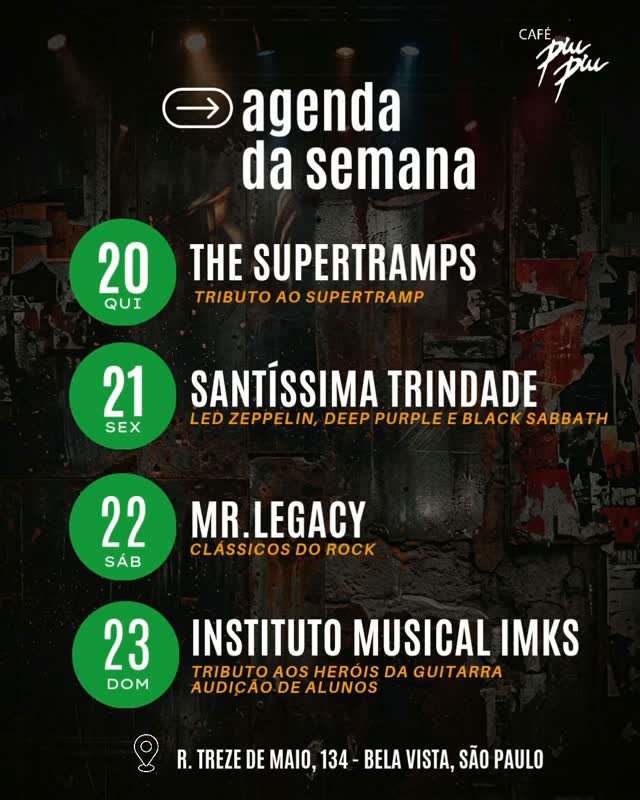 Tributo ao Led Zeppelin, Deep Purple e Black Sabbath — Café Piu Piu, Bela Vista, São Paulo