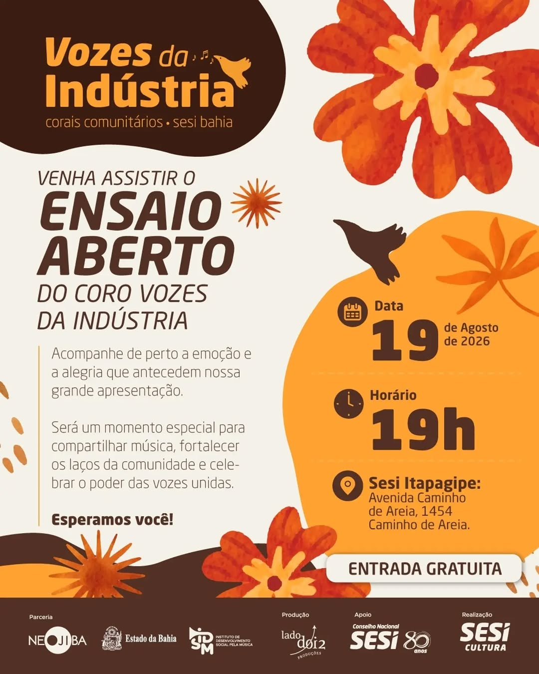 Ensaios Abertos do Vozes da Indústria - Salvador — Centro Cultural SESI Casa Branca, Mangueira, Salvador