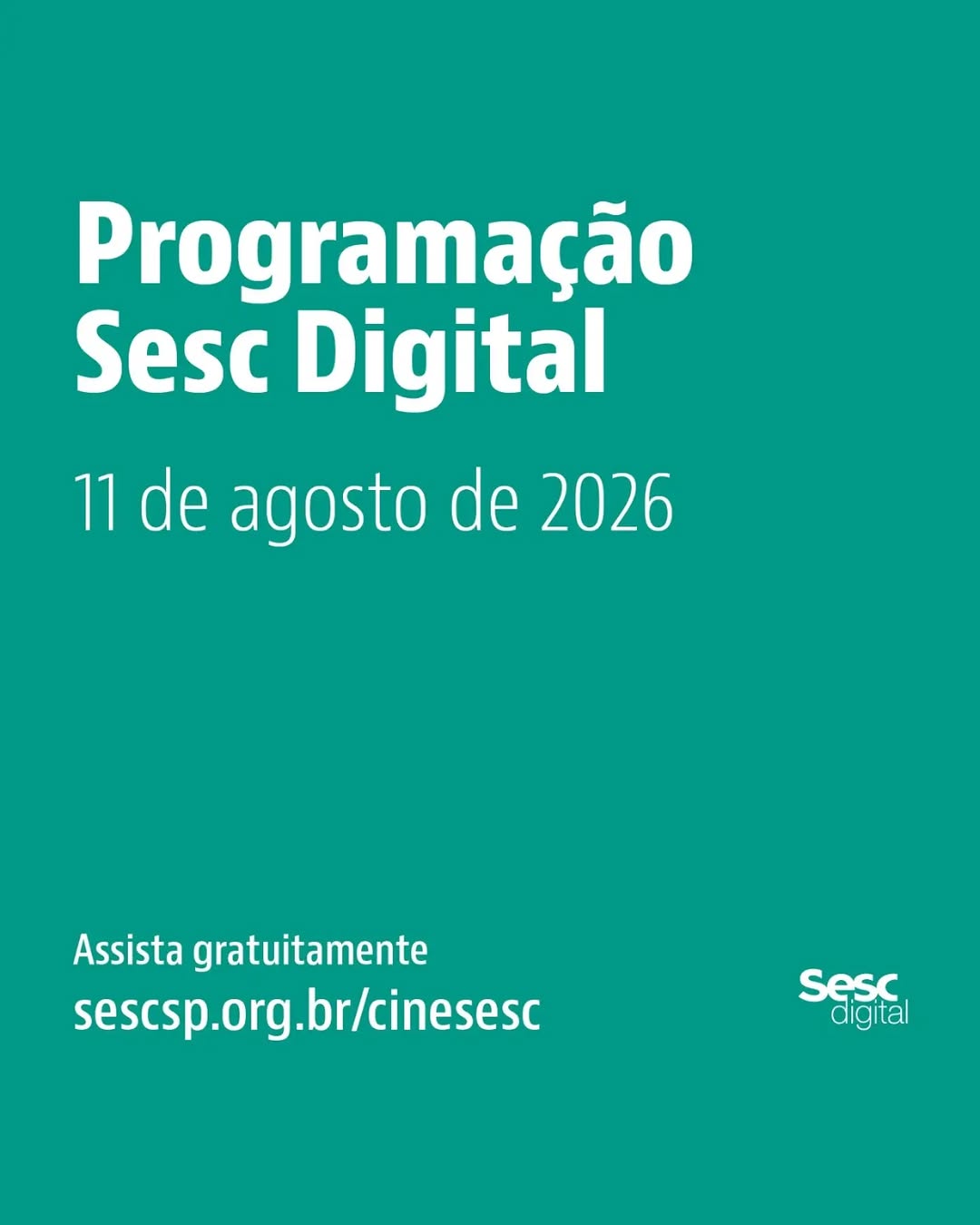 Sesc Digital - Programação de Streaming Gratuito — Cine SESC, Bela Vista, São Paulo