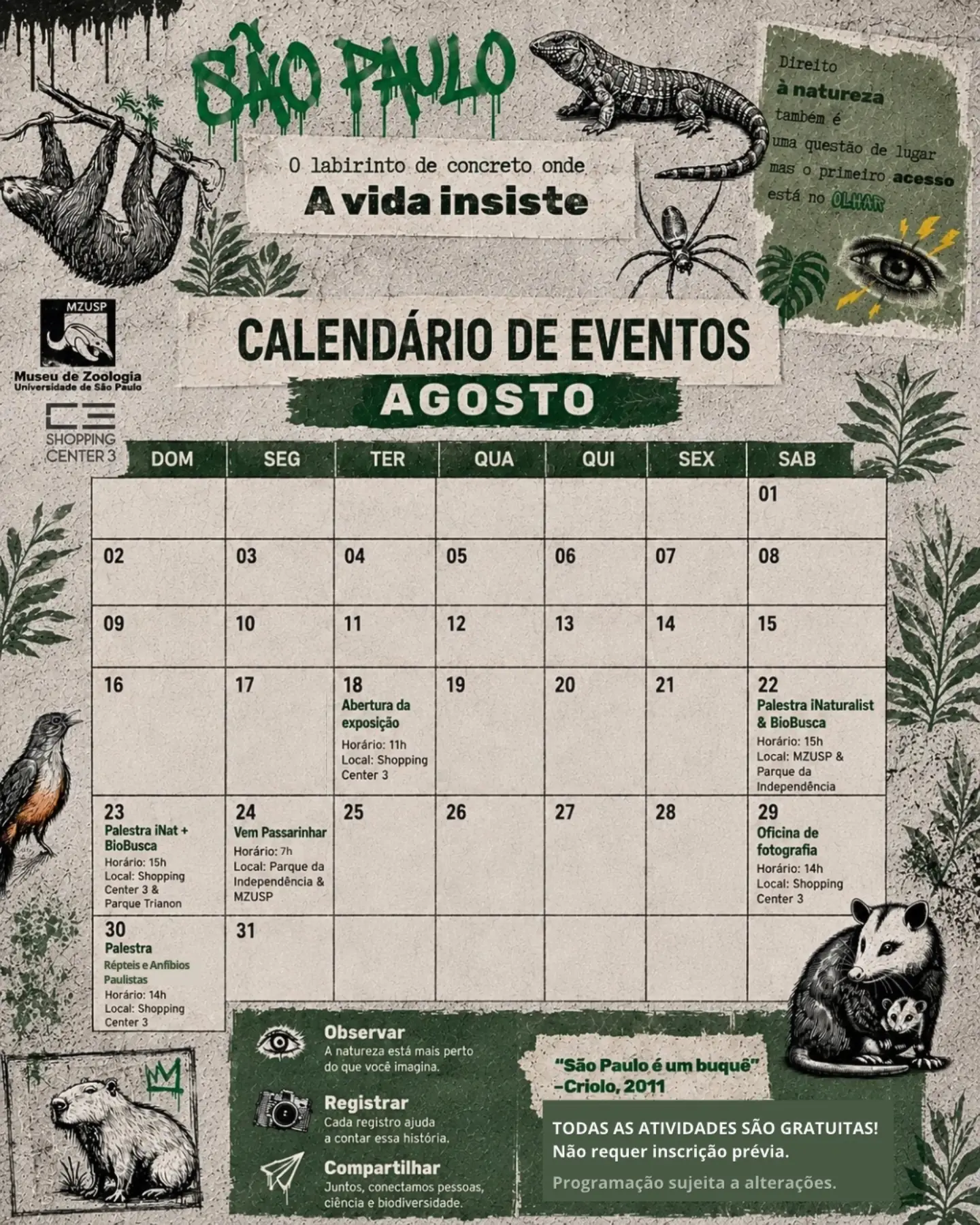 Atividades Paralelas - Exposição Existe Bicho em SP? — Museu de Zoologia, Ipiranga, São Paulo