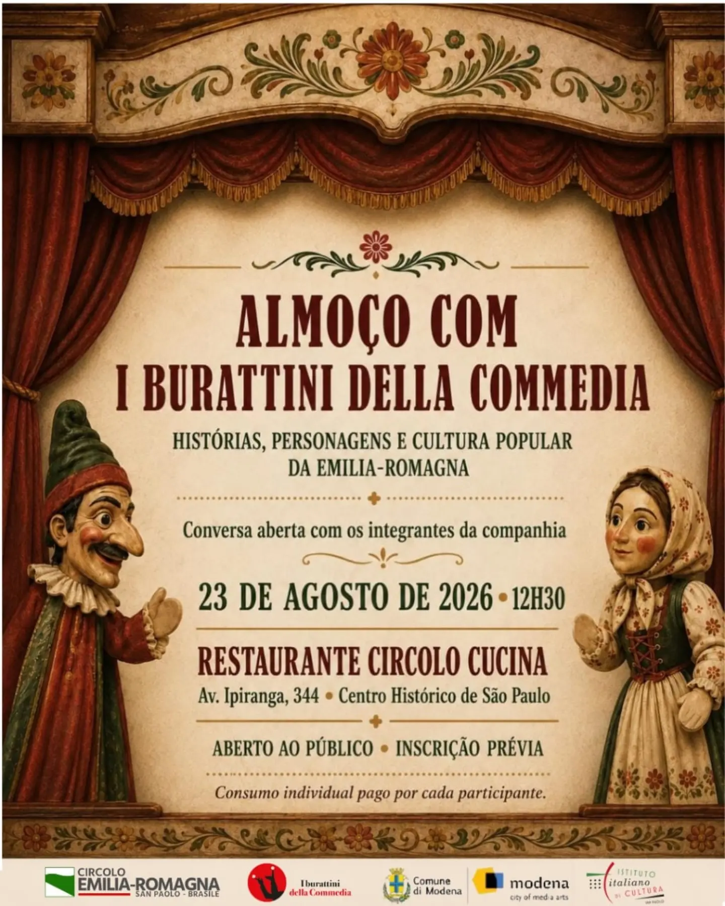 Encontro com I Burattini della Commedia — Istituto Italiano di Cultura di San Paolo, Consolação, São Paulo
