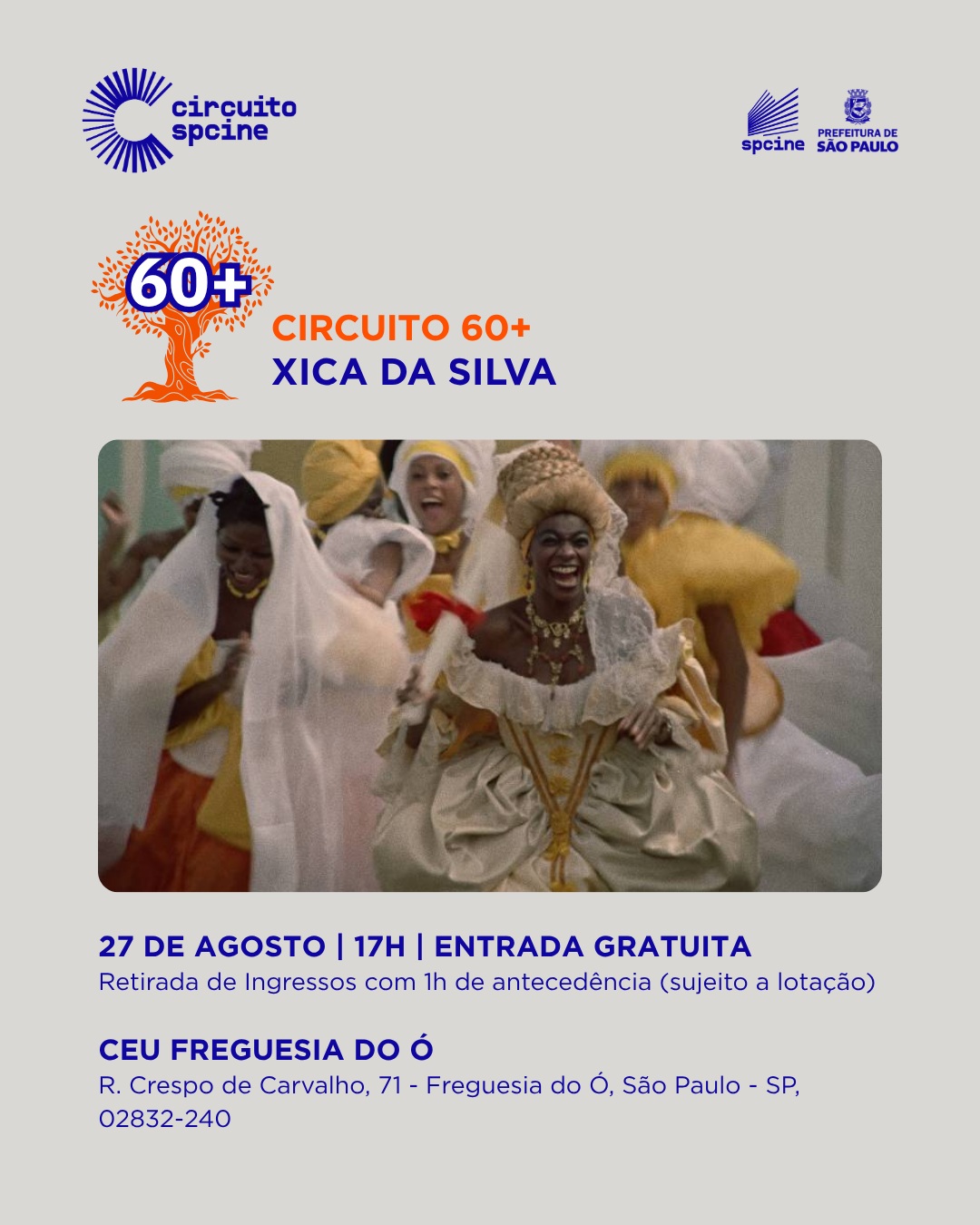 Sessão Especial Circuito 60+ | Xica da Silva — SP Cine, São Paulo