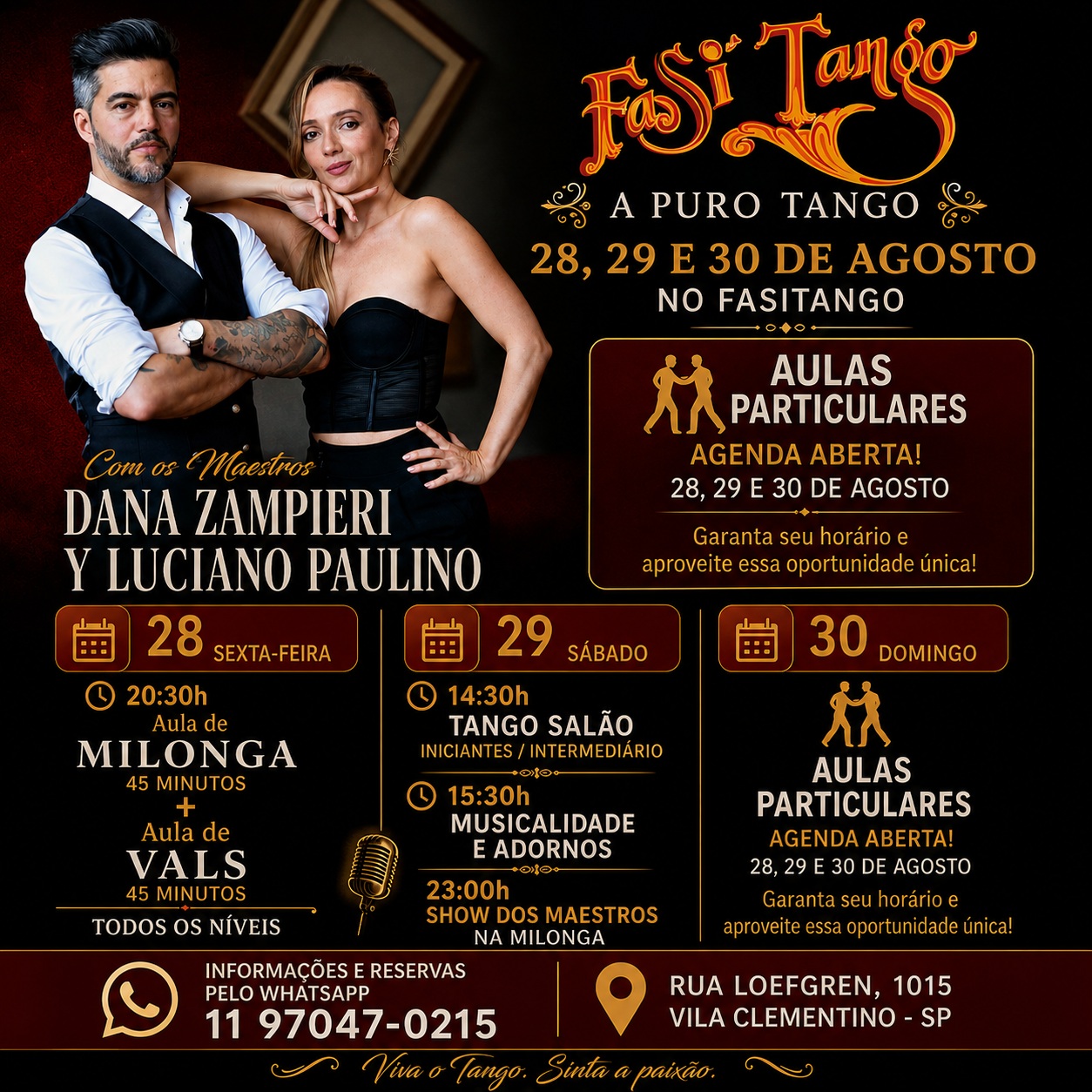 Aulas Particulares com Dana Zampieri & Luciano Paulino — Fasitango Centro Cultural Argentino, Vila Mariana, São Paulo