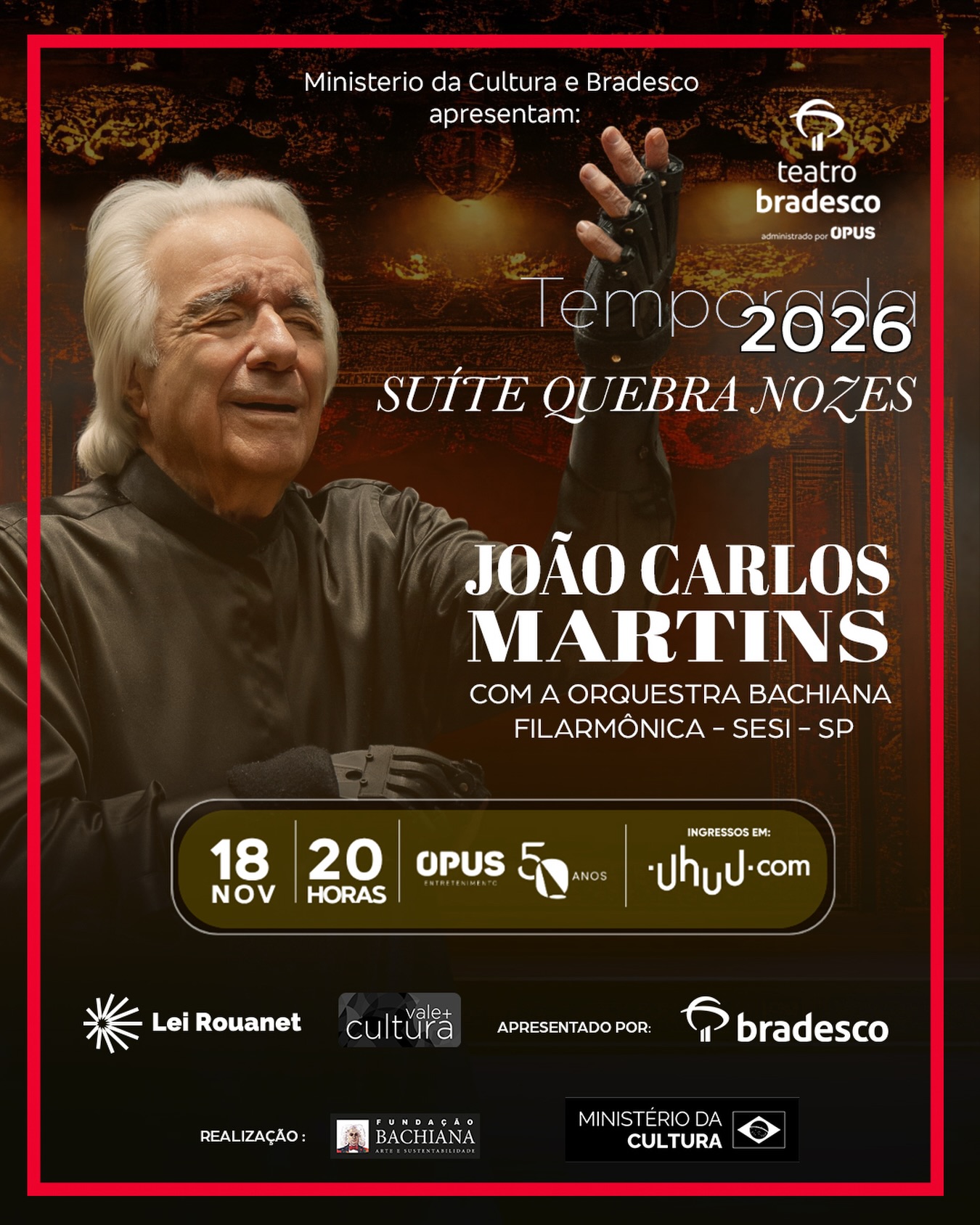 João Carlos Martins e Bachiana Filarmônica: Suíte Quebra-Nozes — Teatro Bradesco, Barra Funda, São Paulo
