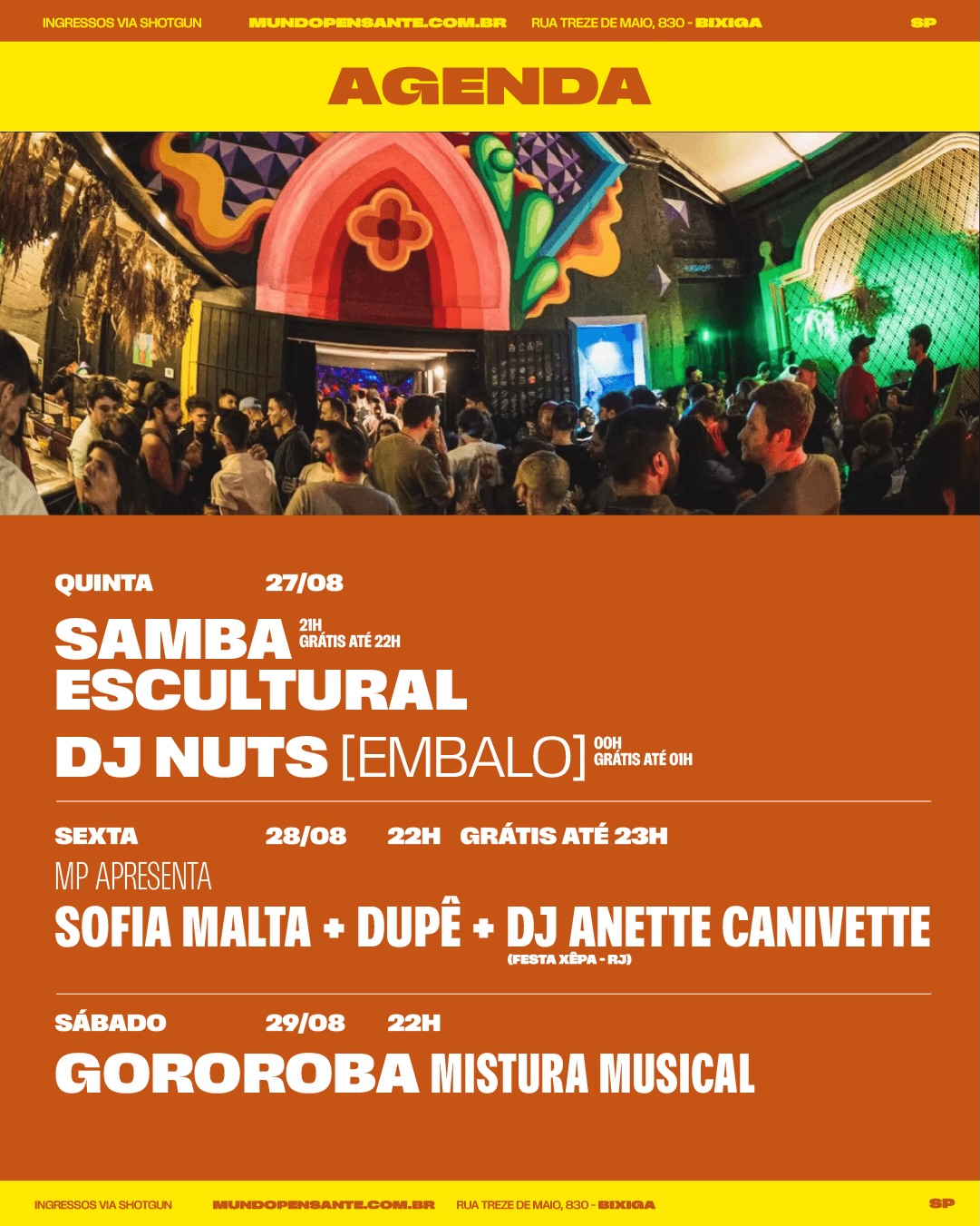 Dupe DP + Sofia Malta + DJ Anette Fadul — Mundo Pensante, Bela Vista, São Paulo