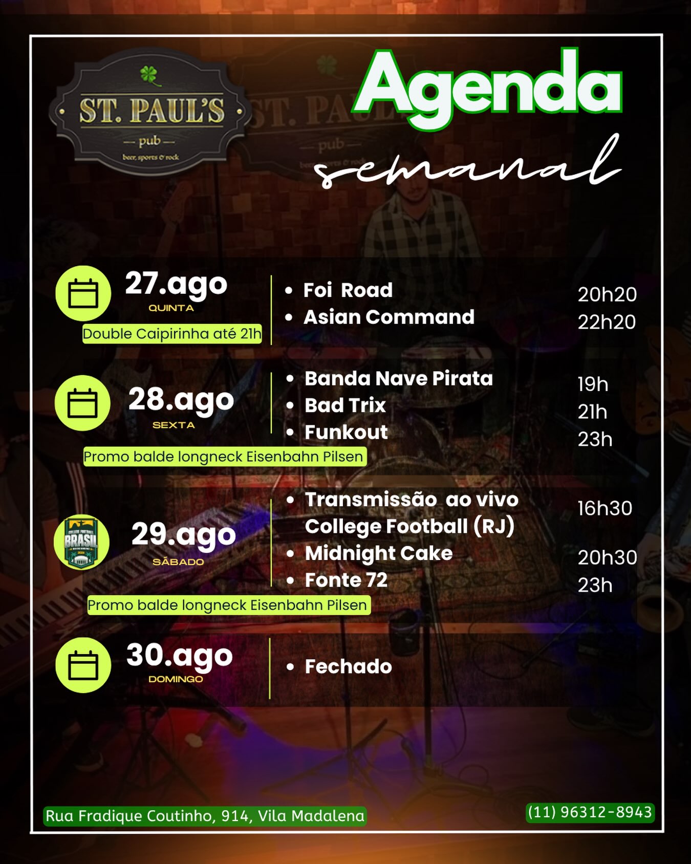 Música ao Vivo no St. Paul's Pub — St. Paul's Pub, Pinheiros, São Paulo