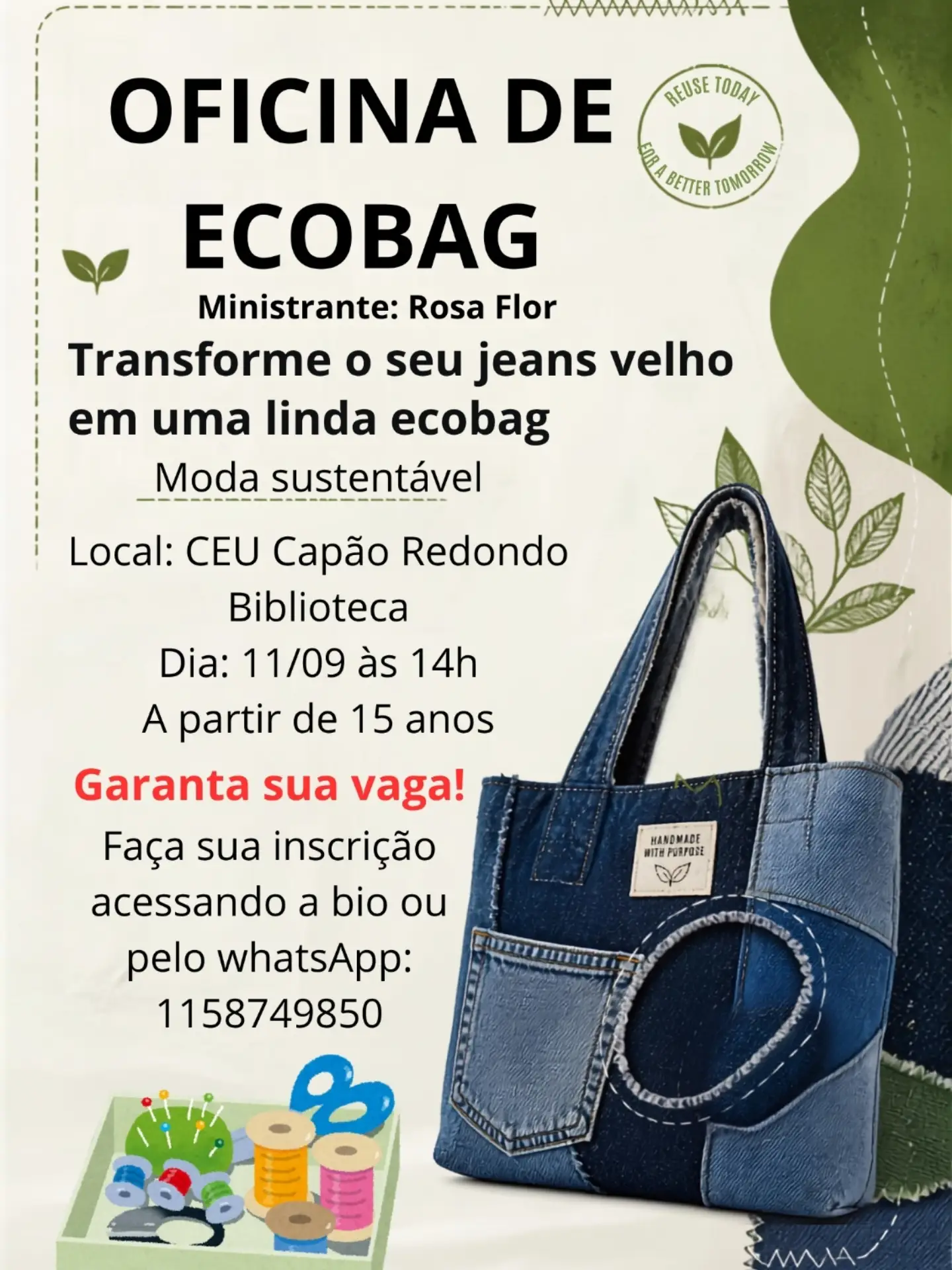 Oficina de Ecobag — Biblioteca Tula Pilar, Capão Redondo, São Paulo