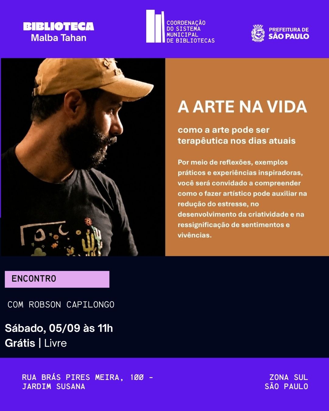Encontro sobre o papel da arte na redução do estresse — Biblioteca Malba Tahan, São Paulo