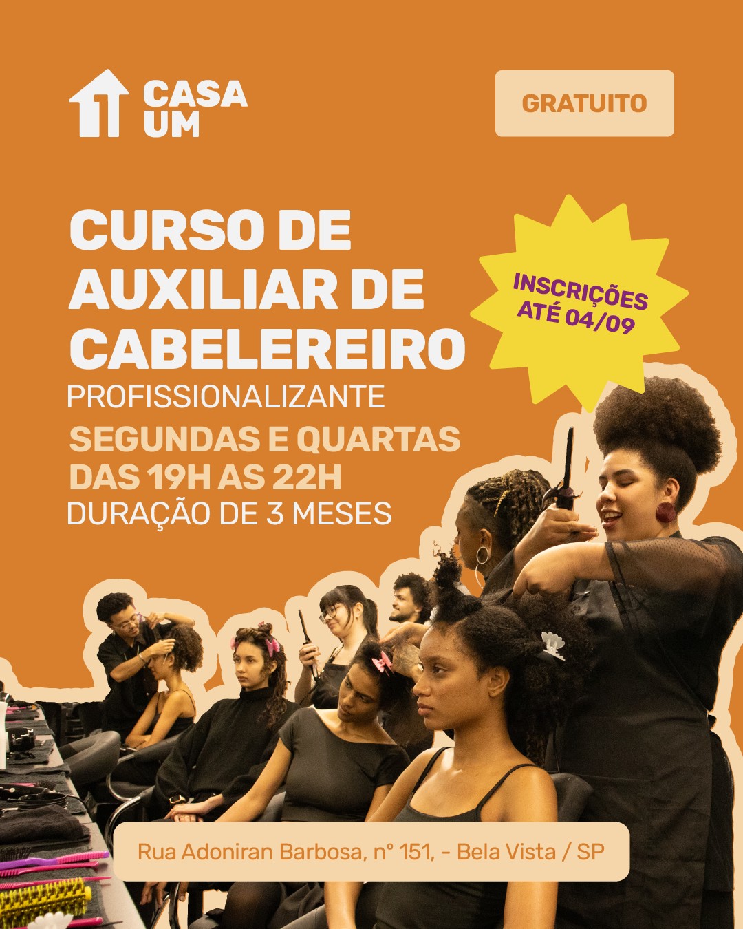 Curso Profissionalizante de Auxiliar de Cabeleireiro — Casa 1, Bela Vista, São Paulo