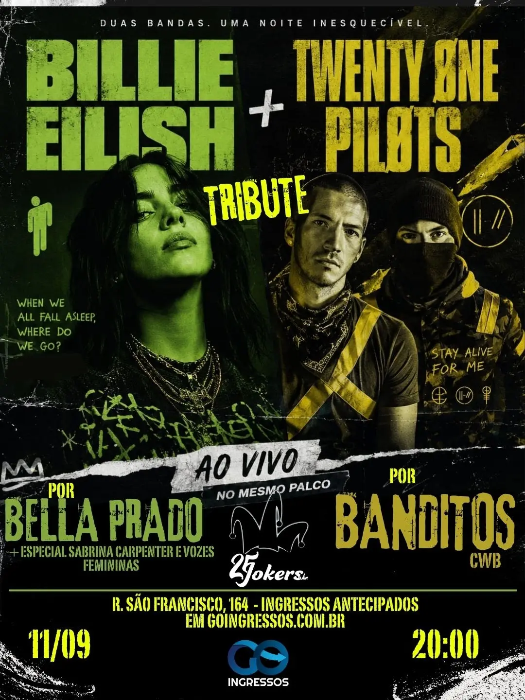 Twenty One Pilots e Billie Eilish Tributes — Jokers Pub, Centro, Curitiba