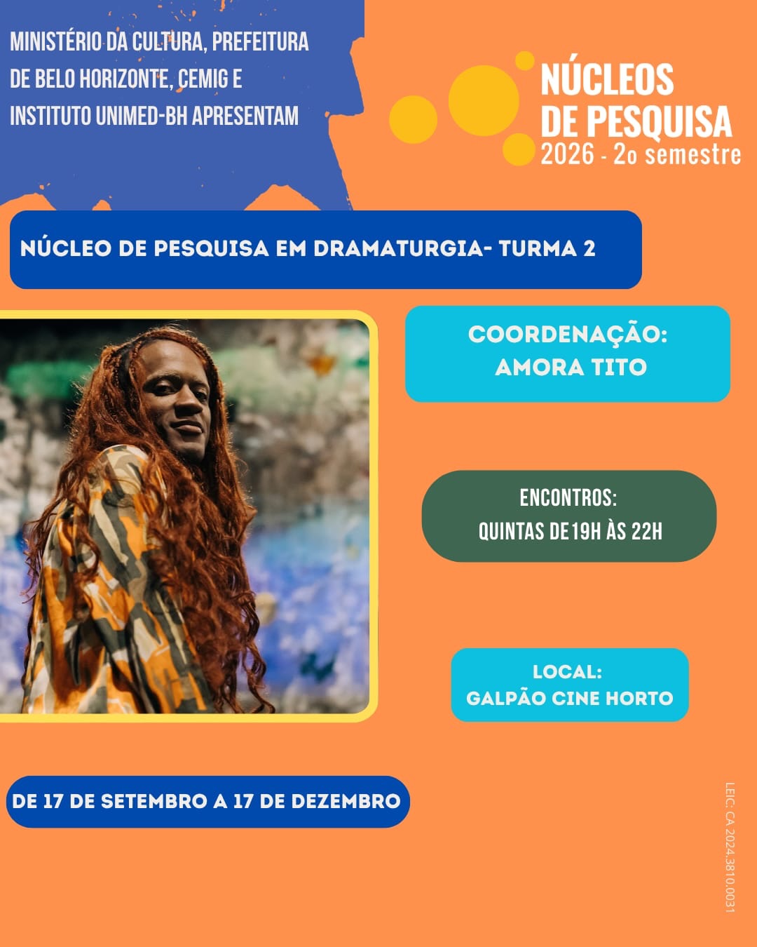 Núcleo de Pesquisa em Dramaturgia com Amora Tito — Galpão Cine Horto, Horto, Belo Horizonte