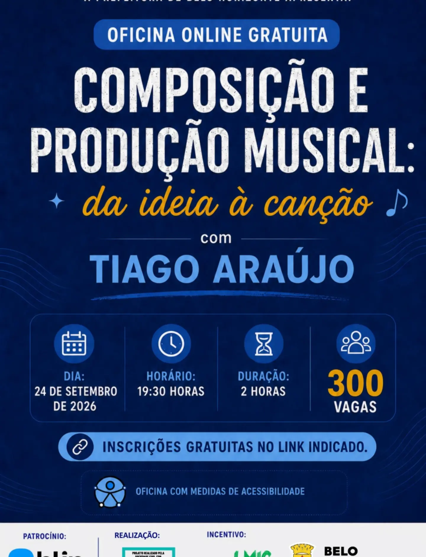 Oficina online gratuita de Produção e Composição Musical com Tiago Araújo — Centro Cultural Alto Vera Cruz, Alto Vera Cruz, Belo Horizonte