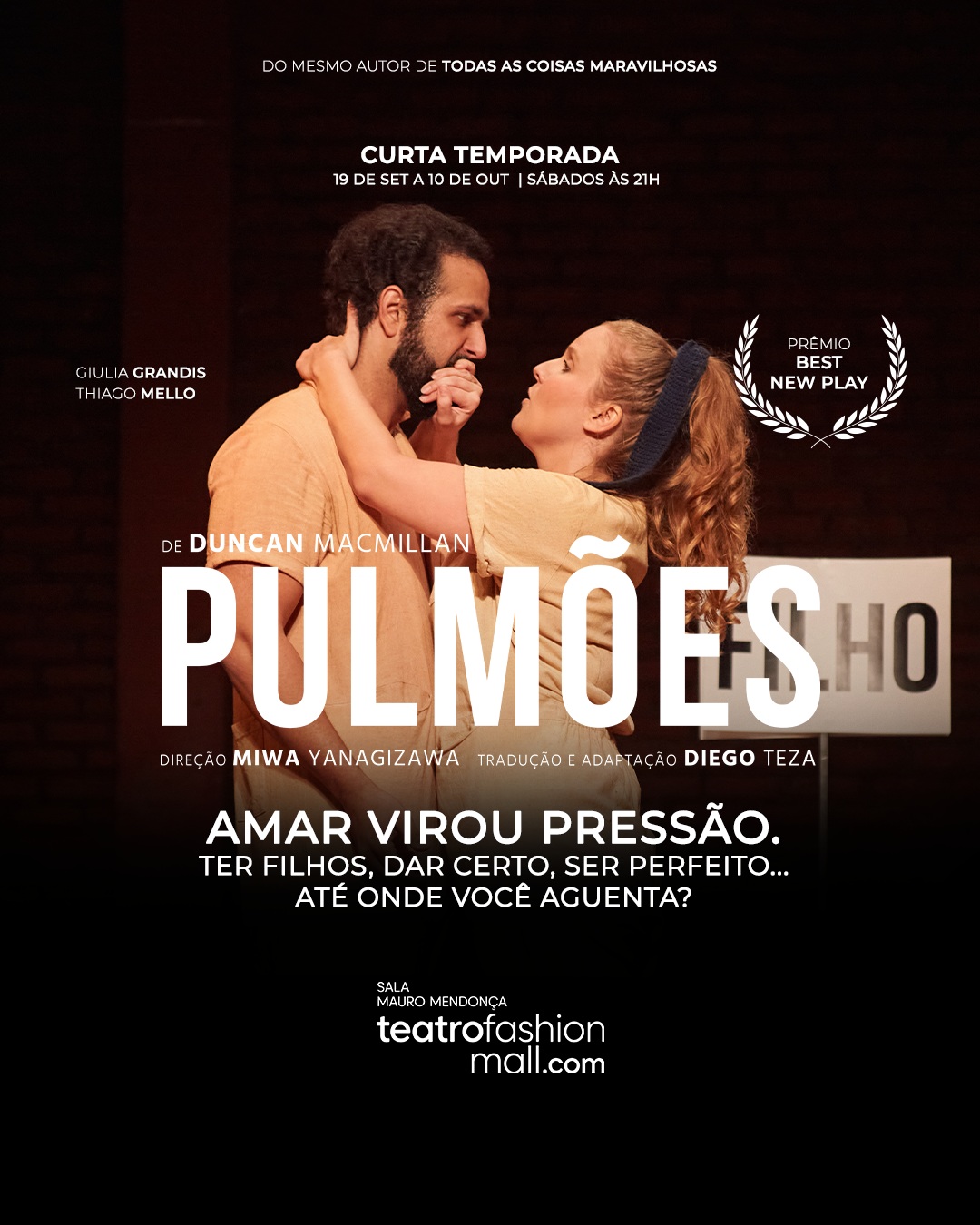 Pulmões — Teatro Fashion Mall, Rio de Janeiro