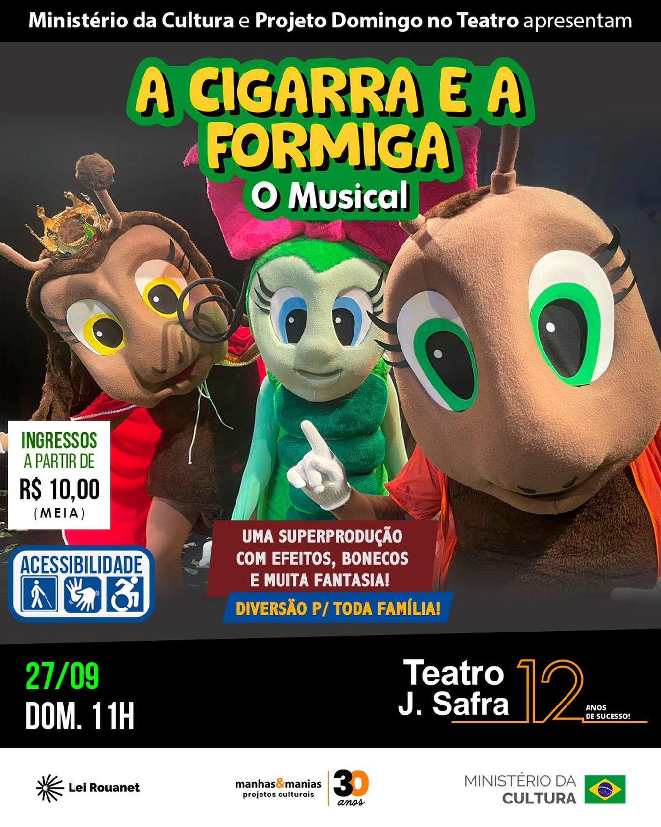 A Cigarra e a Formiga - Projeto Domingo no Teatro — Teatro J. Safra, Barra Funda, São Paulo