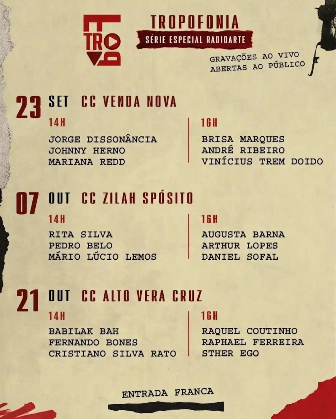 Tropofonia Série Especial Radioarte - Centro Cultural Alto Vera Cruz (16h)