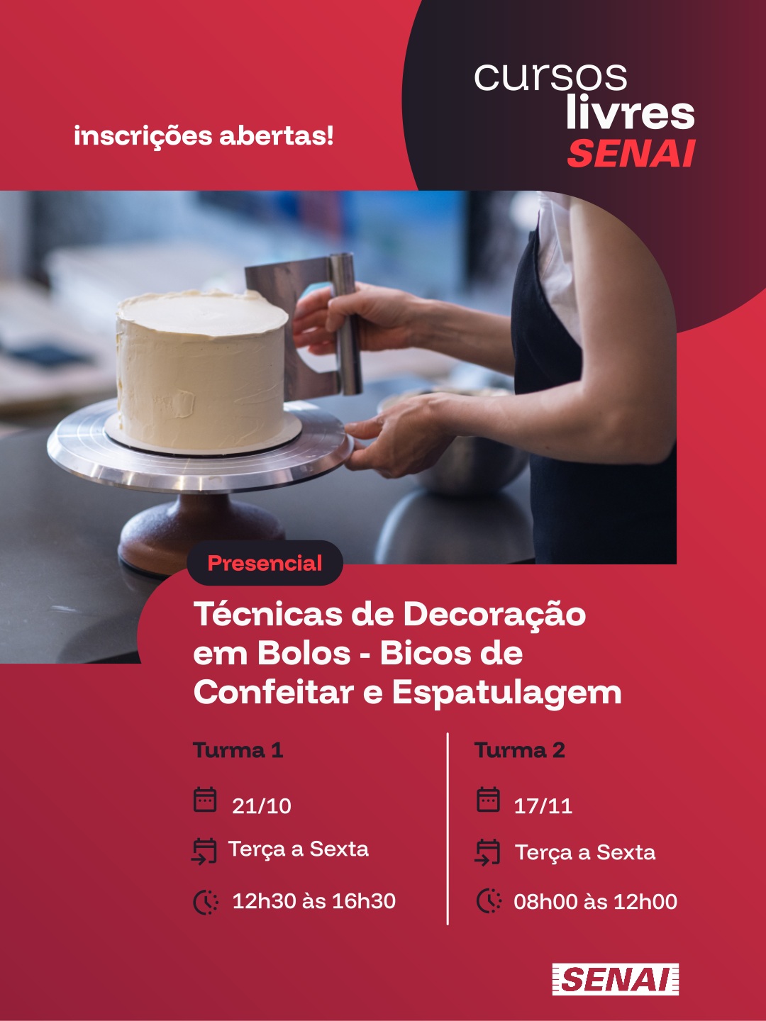 Técnicas de Decoração em Bolos - Bicos de Confeitar e Espatulagem (1ª turma) — SENAI Barra Funda, Barra Funda, São Paulo