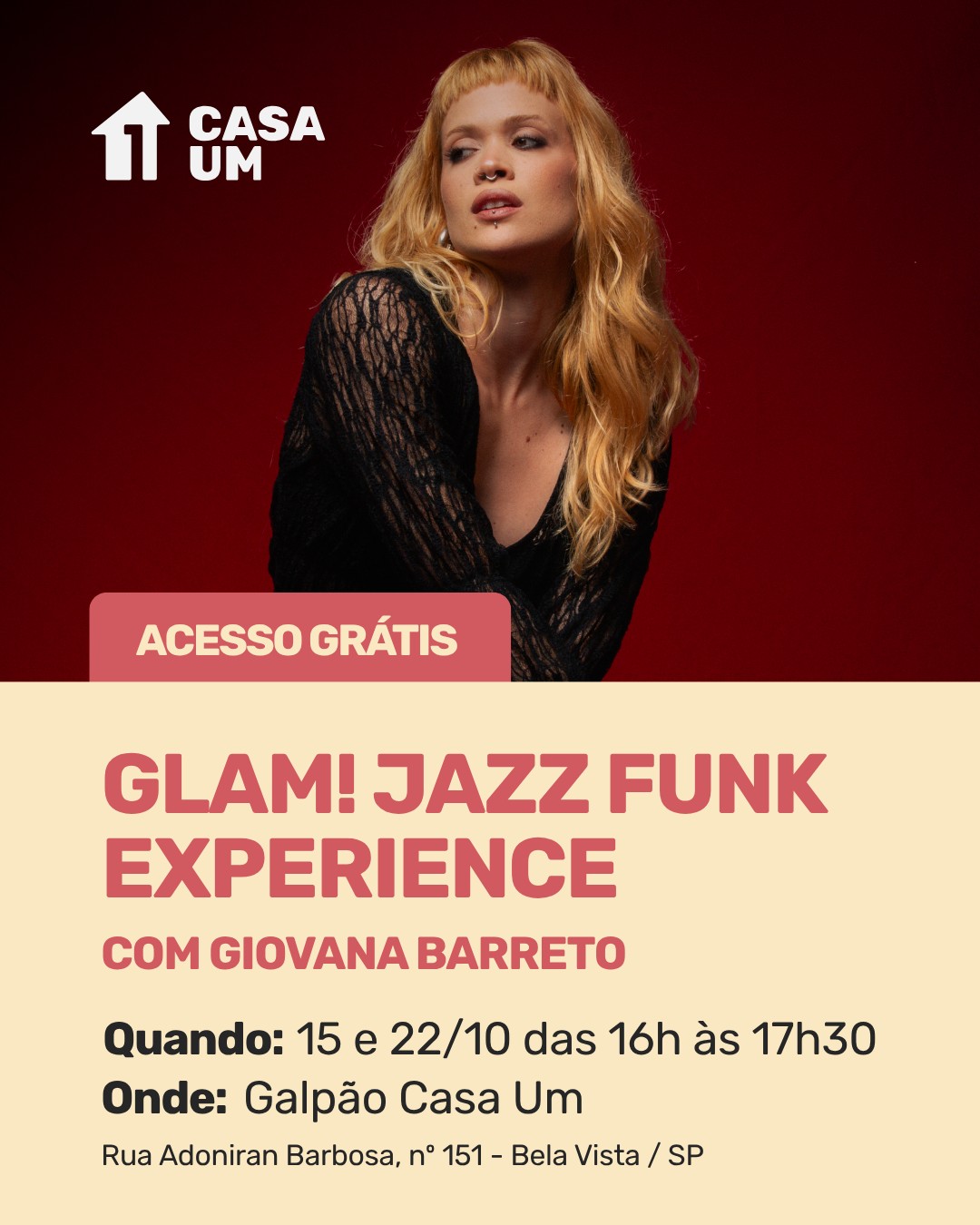 GLAM! Jazz Funk Experience — Casa 1, Bela Vista, São Paulo