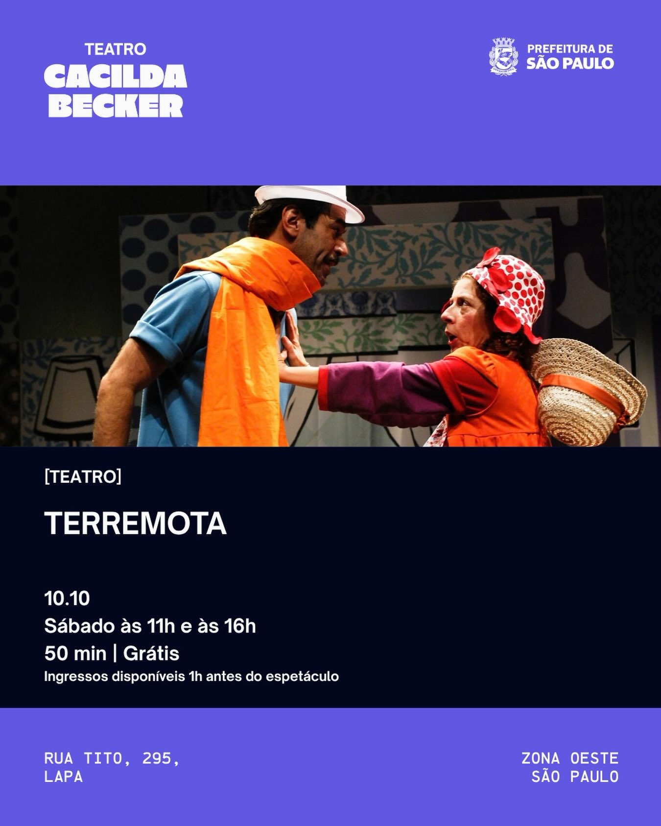 Terremota — Teatro Cacilda Becker, Lapa, São Paulo