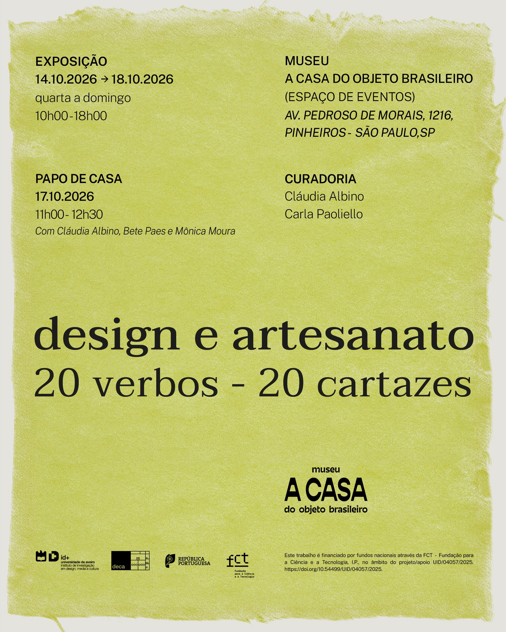 Exposição Design e Artesanato – 20 Verbos, 20 Cartazes — Museu a Casa, Pinheiros, São Paulo