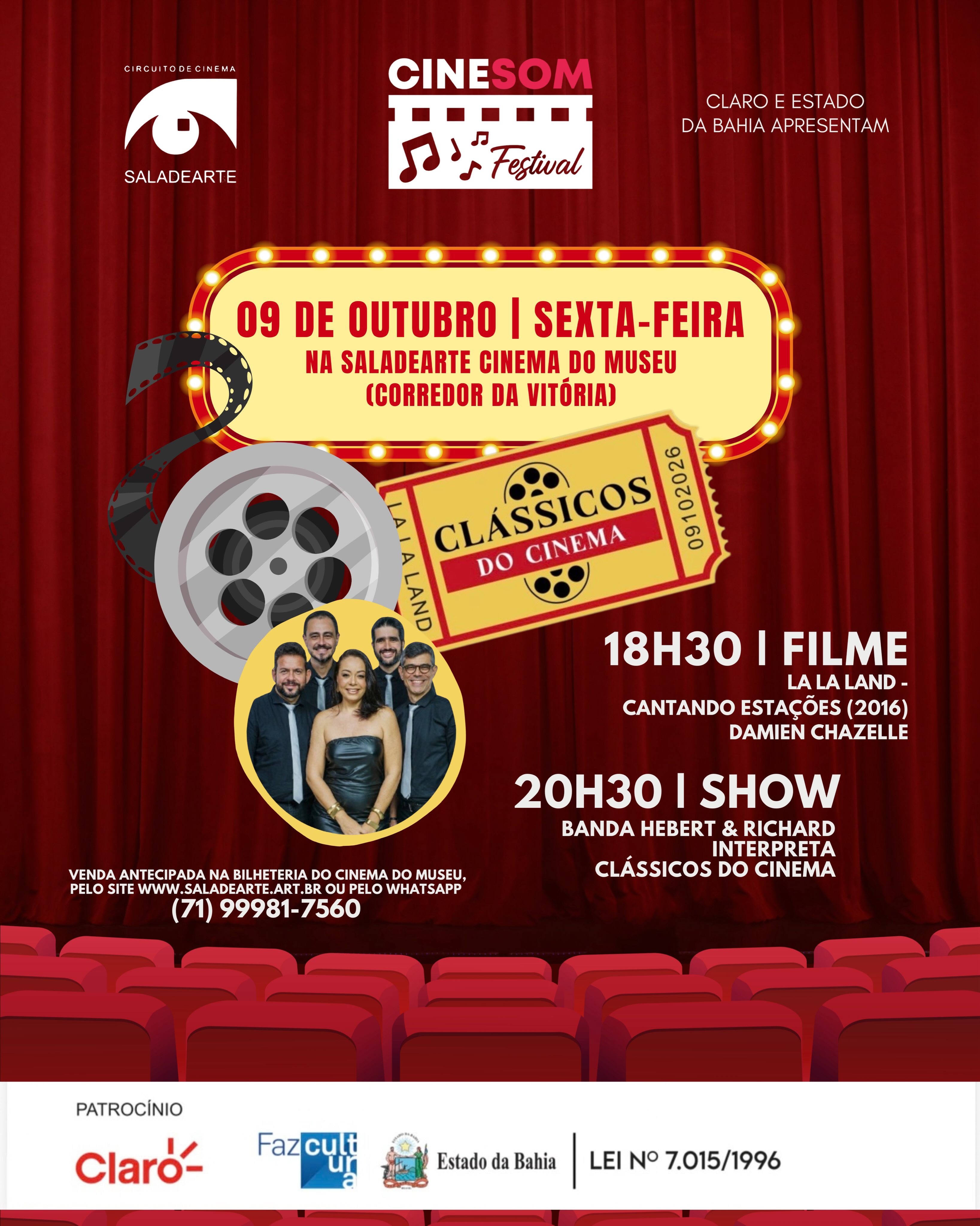 CineSom Clássicos do Cinema - Exibição de La La Land – Cantando Estações — Saladearte - Cine Paseo, Itaigara (Shopping Paseo), Salvador