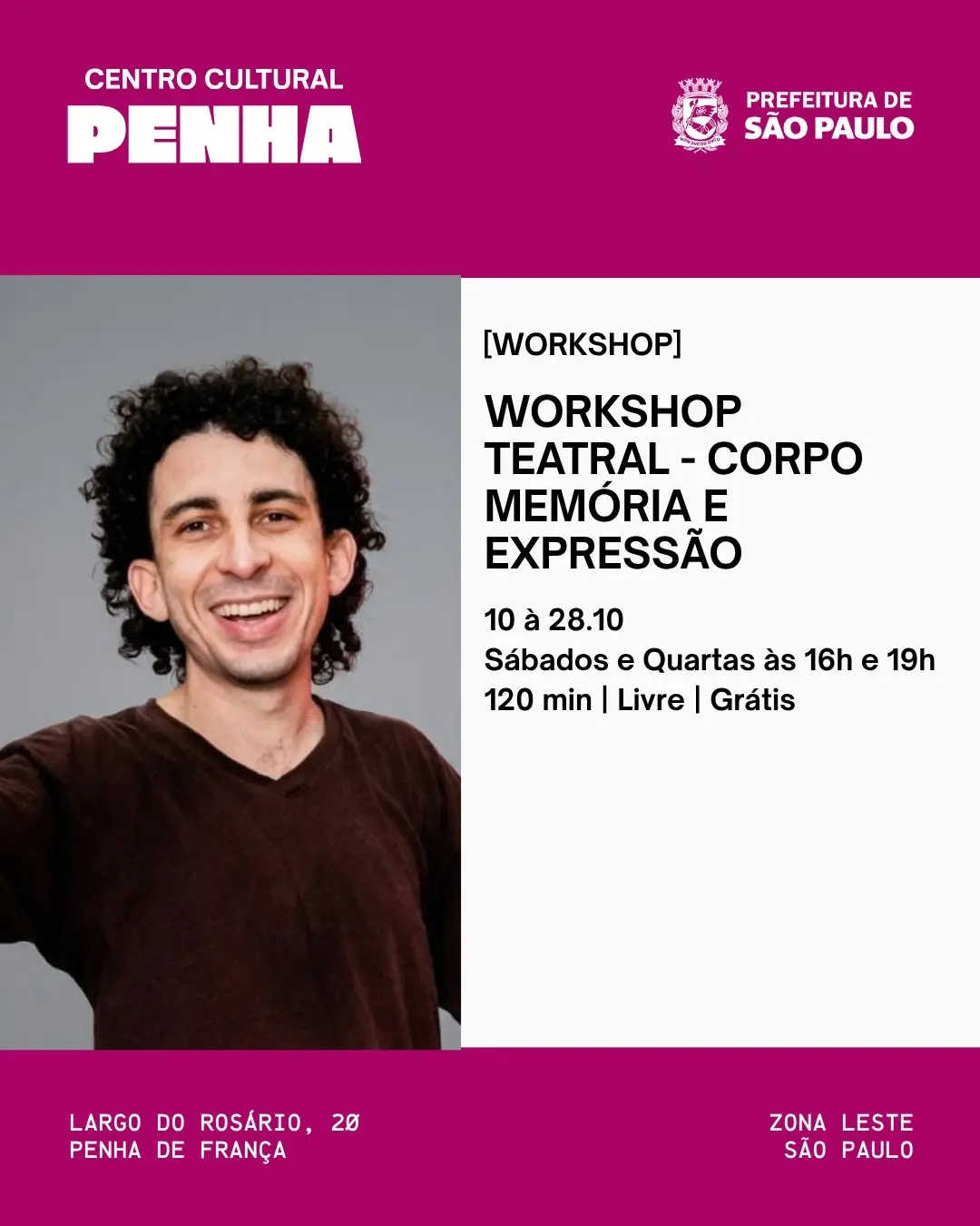Workshop Corpo, Expressão e Memória — Centro Cultural Penha, Penha, São Paulo
