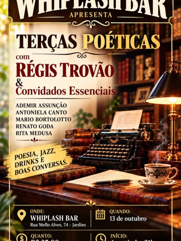 Terças Poéticas — whiplash bar, Jardim Paulista, São Paulo