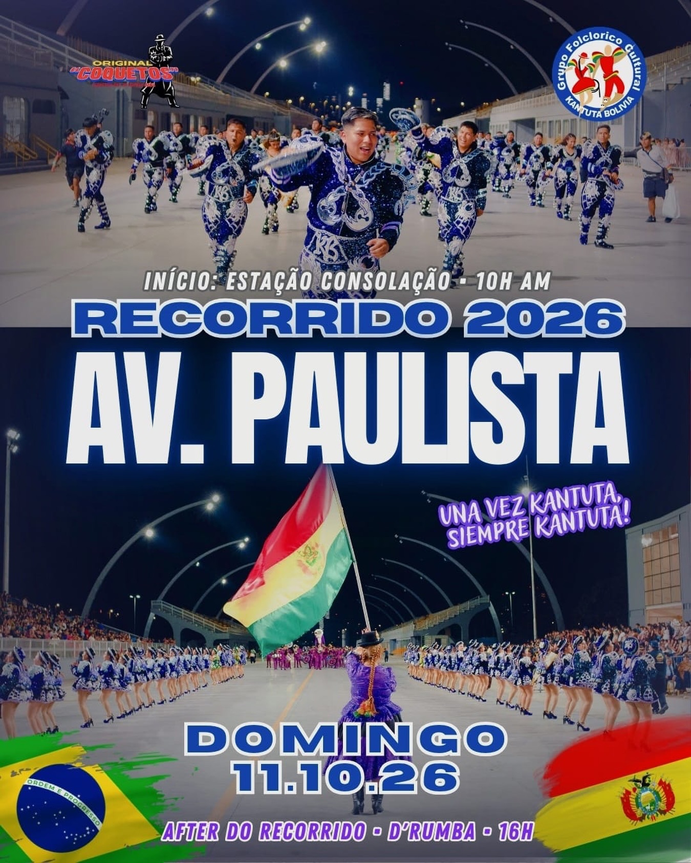 Caporal ao lado da Banda Coquetos — Kantuta, Vila Maria, São Paulo