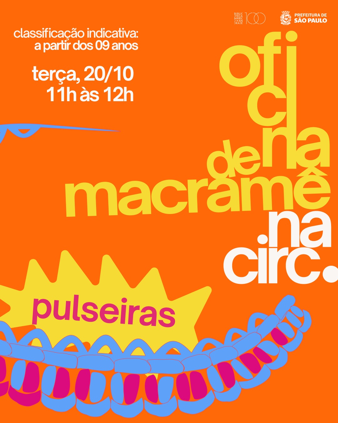 Oficina de pulseira em macramê