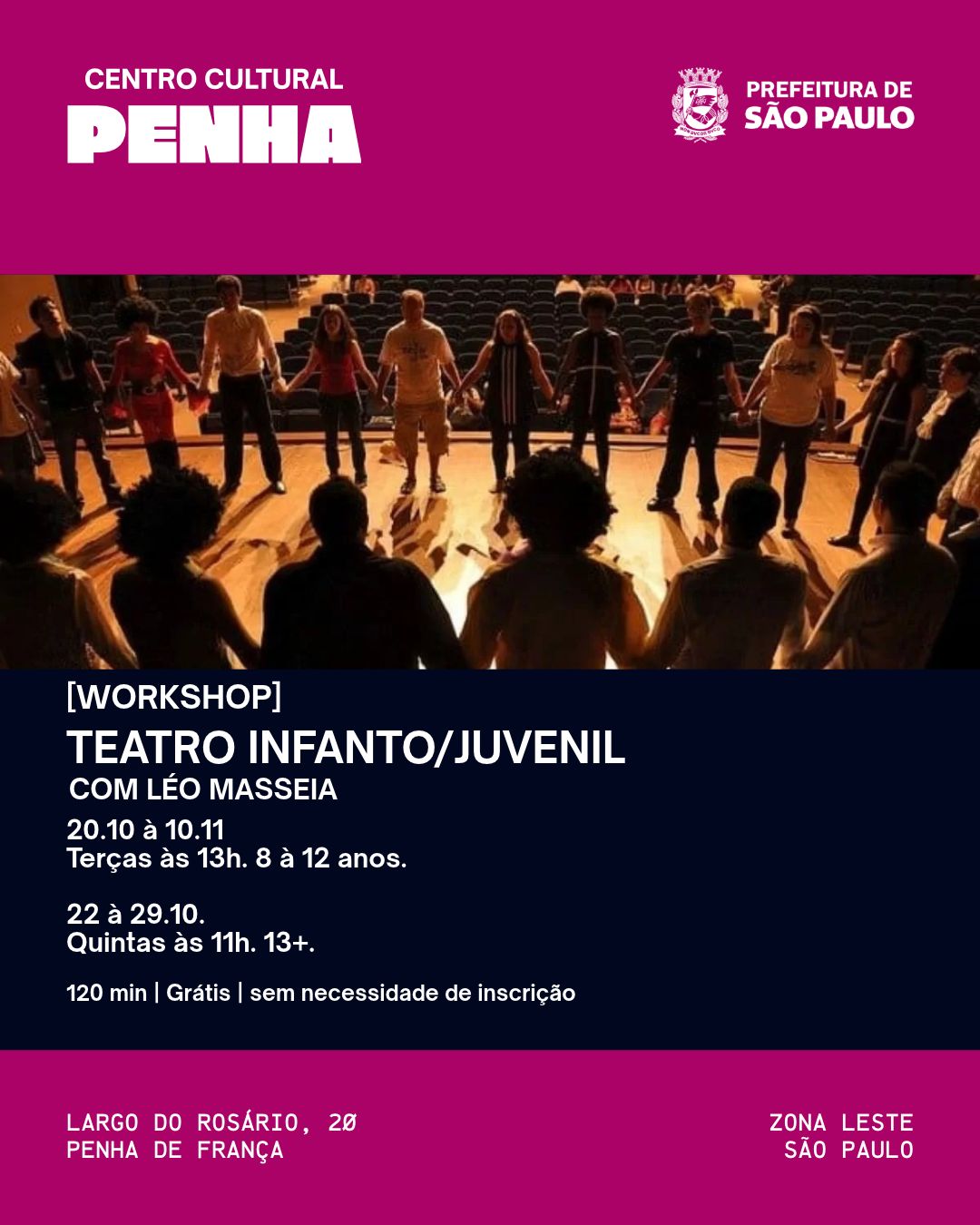 Workshop de Teatro Infantojuvenil - Turma 1 (8 a 12 anos) — Centro Cultural Penha, Penha, São Paulo