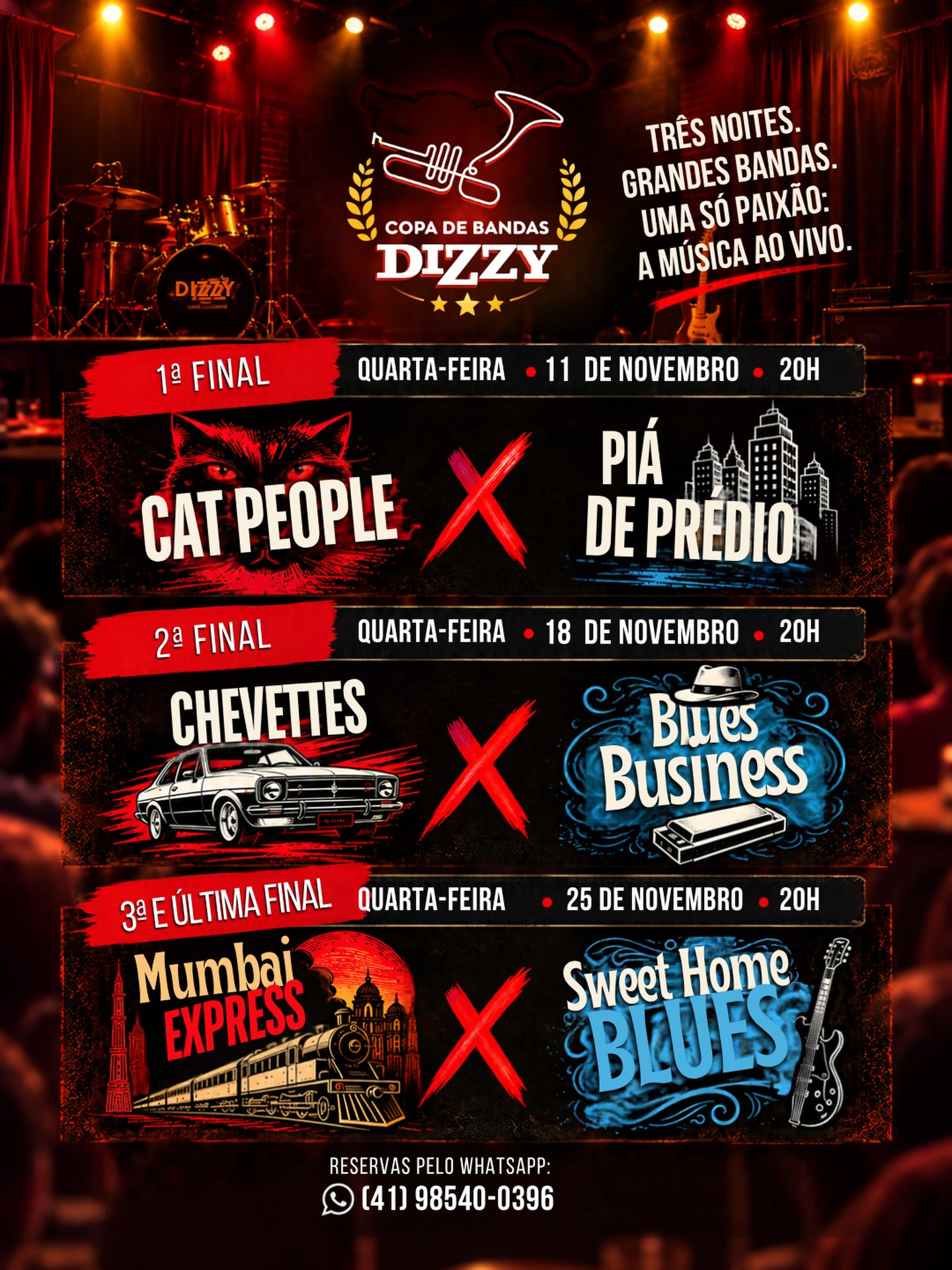 Copa de Bandas Dizzy: Chevettes X Blues Business — Dizzy Café Concerto, Centro, Curitiba