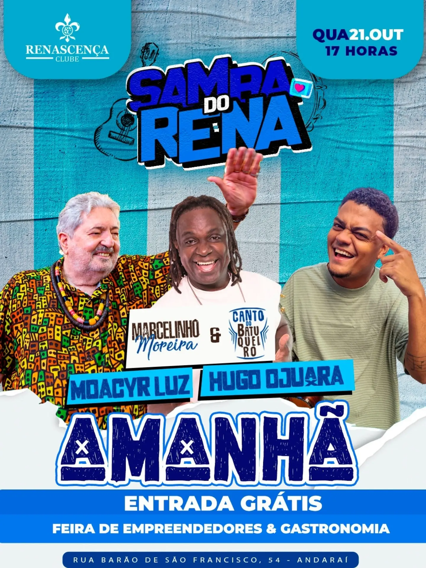 Samba do Rena com Marcelinho Moreira, Canto do Batuqueiro, Moacyr Luz e Hugo Ojuara — Renascença Clube, Andaraí, Rio de Janeiro