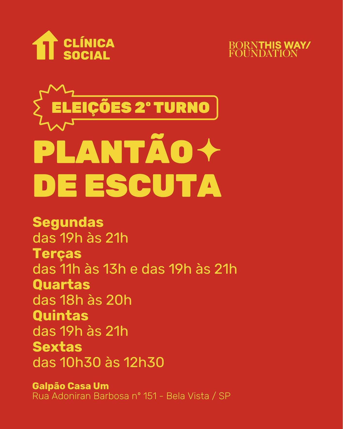 Plantão de Escuta - Clínica Social da Casa Um — Casa 1, Bela Vista, São Paulo