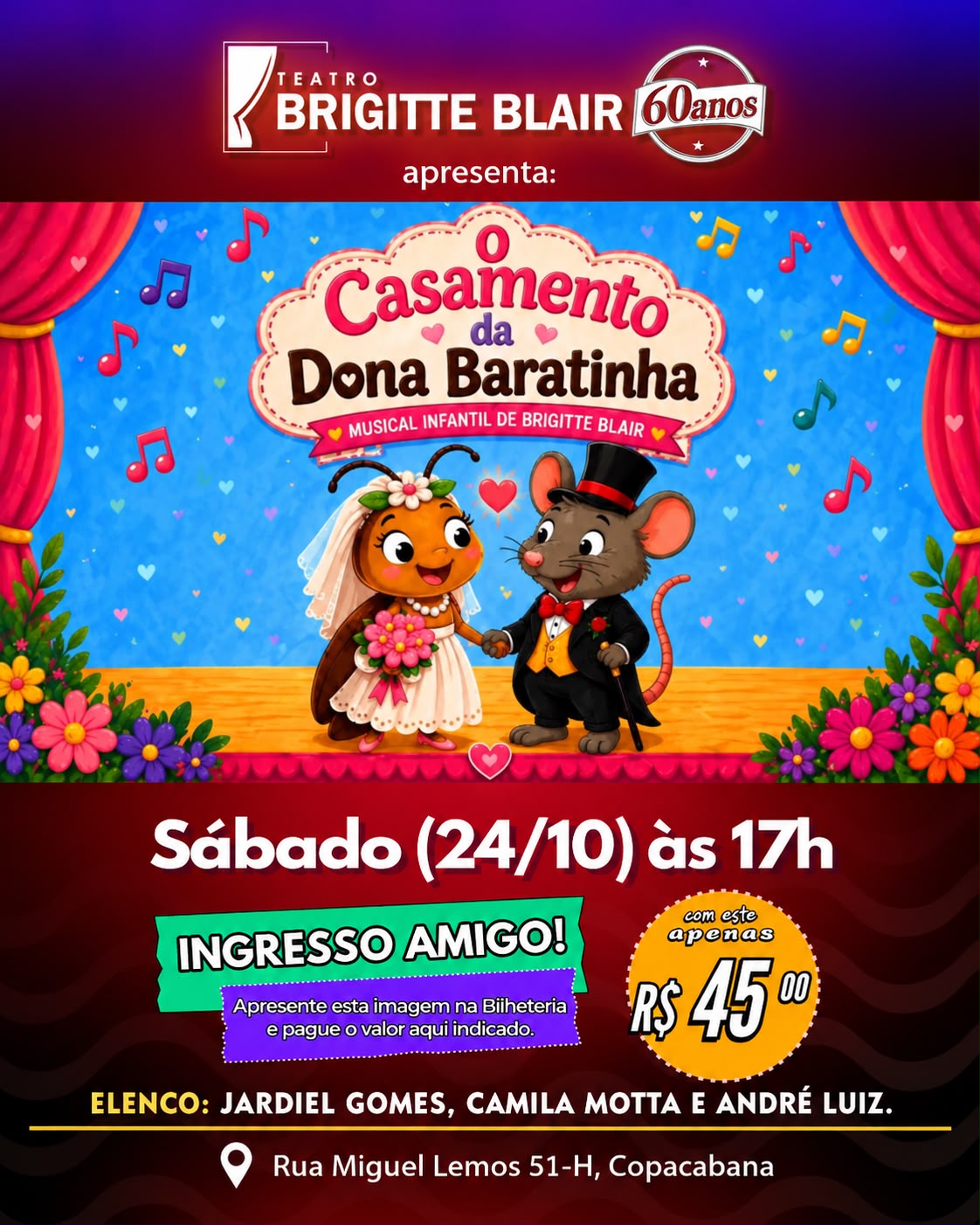 O Casamento da Dona Baratinha — Teatro Brigitte Blair, Rio de Janeiro
