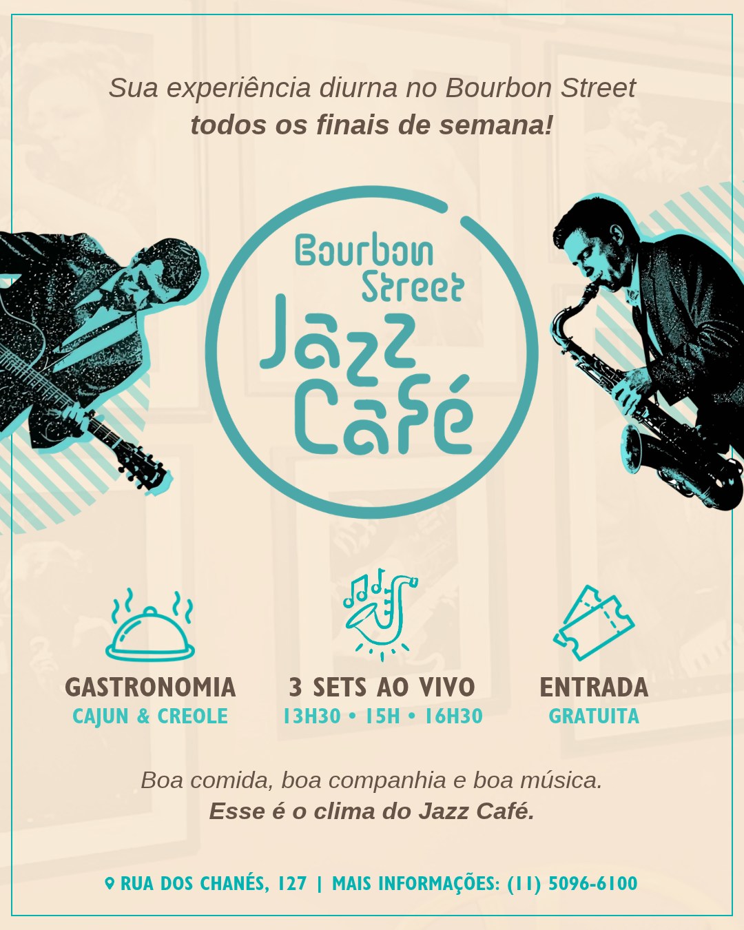 Jazz Café com Duo Samba, Jazz & Bossa - Reginaldo 16 Toneladas e Dney Bitencourt — Bourbon Street, Moema, São Paulo