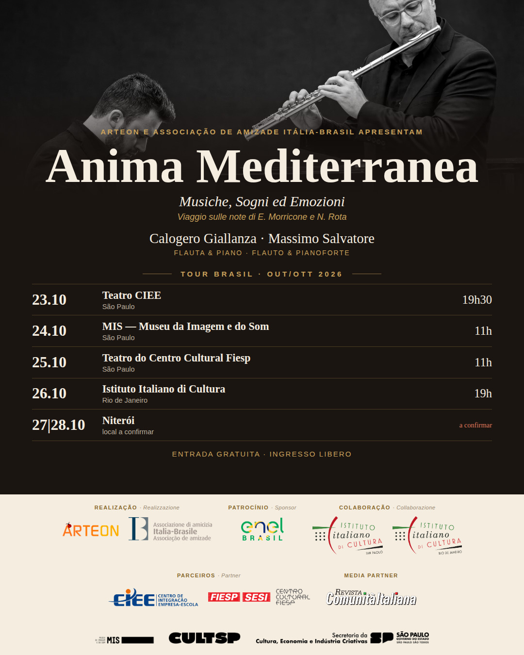 Apresentação de Música Erudita Italiana - Calogero Giallanza e Massimo Salvatore — Museu da Imagem e do Som (MIS), Bela Vista, São Paulo