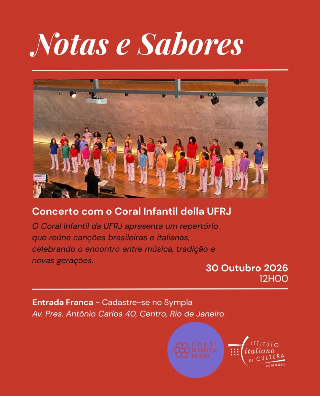 Série Notas e Sabores | Coral Infantil da UFRJ — Istituto Italiano di Cultura, Centro, Rio de Janeiro