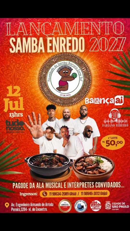 Feijoada de Lançamento do Samba-Enredo 2027 — Barroca Zona Sul, Jabaquara, São Paulo
