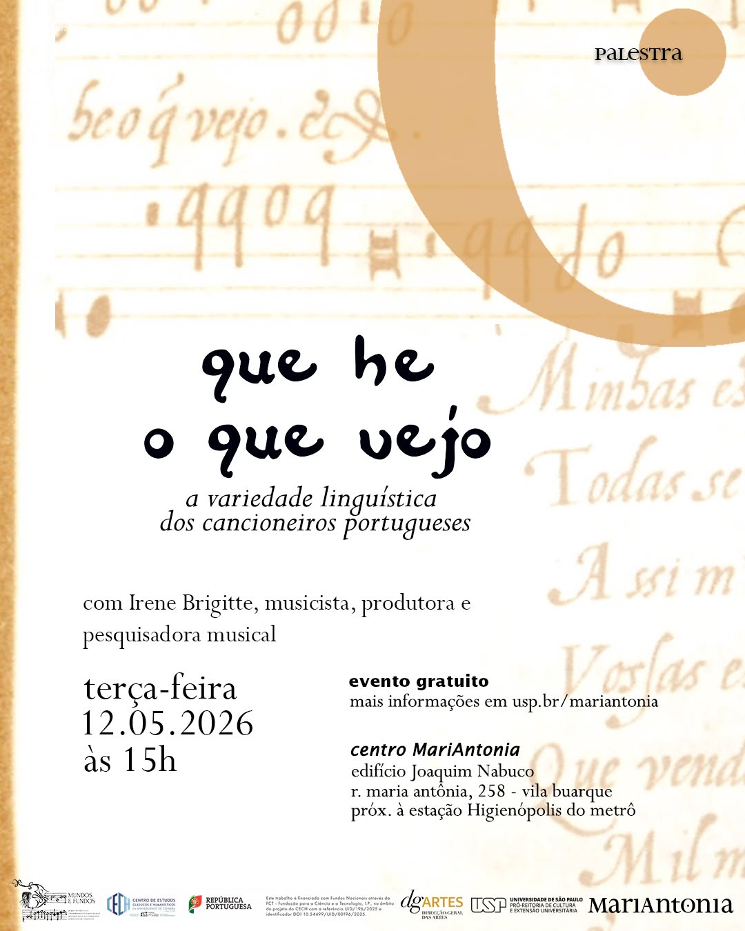 Palestra + concerto com grupo de música 'Que he o que vejo'
