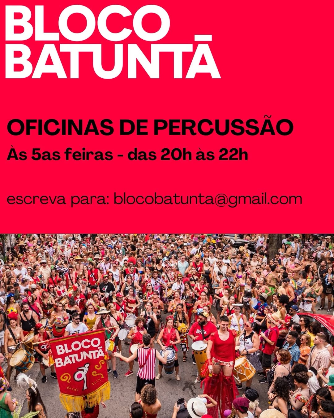 Oficinas de percussão do bloco Batuntã