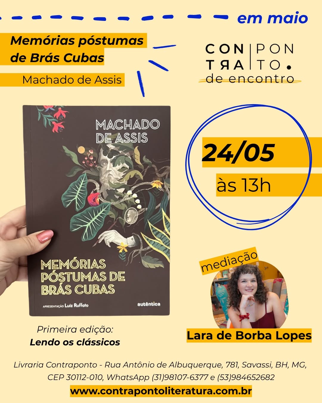 Contraponto de Encontro: Memórias Póstumas de Brás Cubas — Livraria Contraponto, Savassi, Belo Horizonte