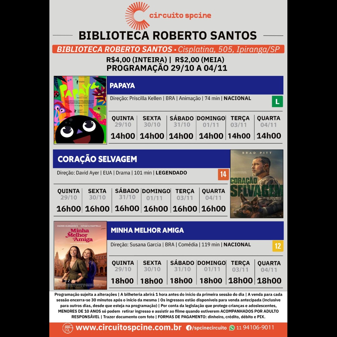 Circuito Spcine Roberto Santos — Biblioteca Roberto Santos, Ipiranga, São Paulo