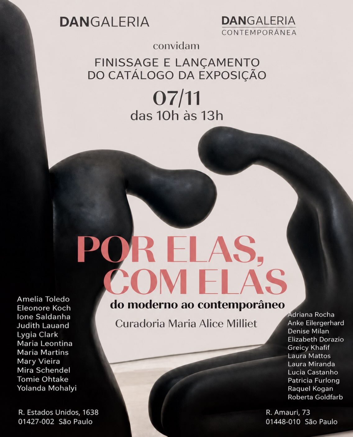 Finissage e lançamento do catálogo de 'Por elas, com elas — do moderno ao contemporâneo' — DAN Galeria, Jardim Paulista, São Paulo