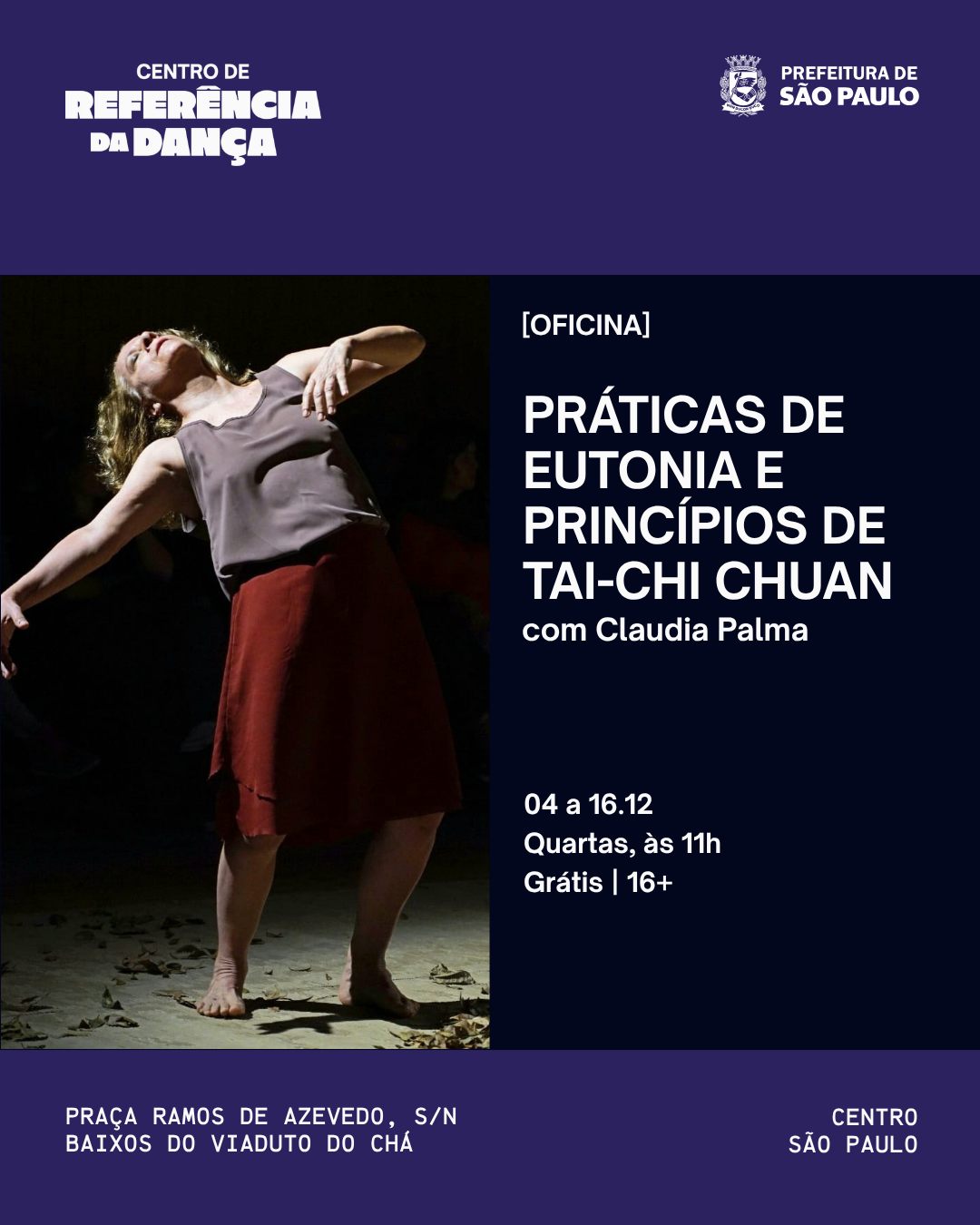 Aulas com Claudia Palma - SER TEMPO — Centro de Referência da Dança, República, São Paulo