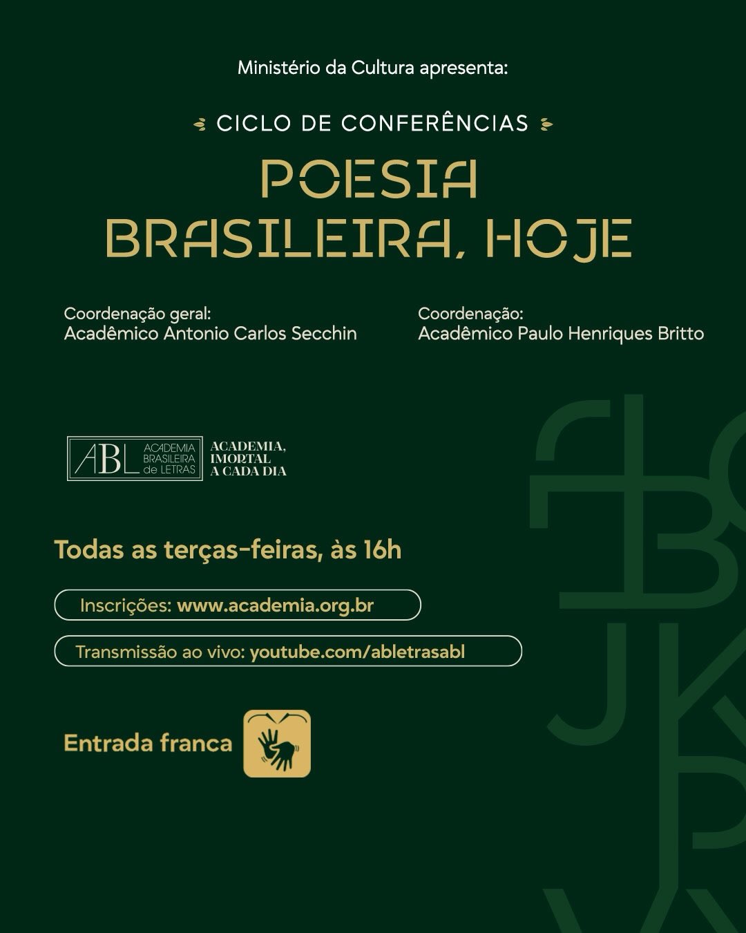 Ciclo de Conferências Poesia Brasileira, Hoje - Quem está falando? Fantasmas na poesia contemporânea, com Rafael Zacca — Academia Brasileira de Letras (ABL), Rio de Janeiro