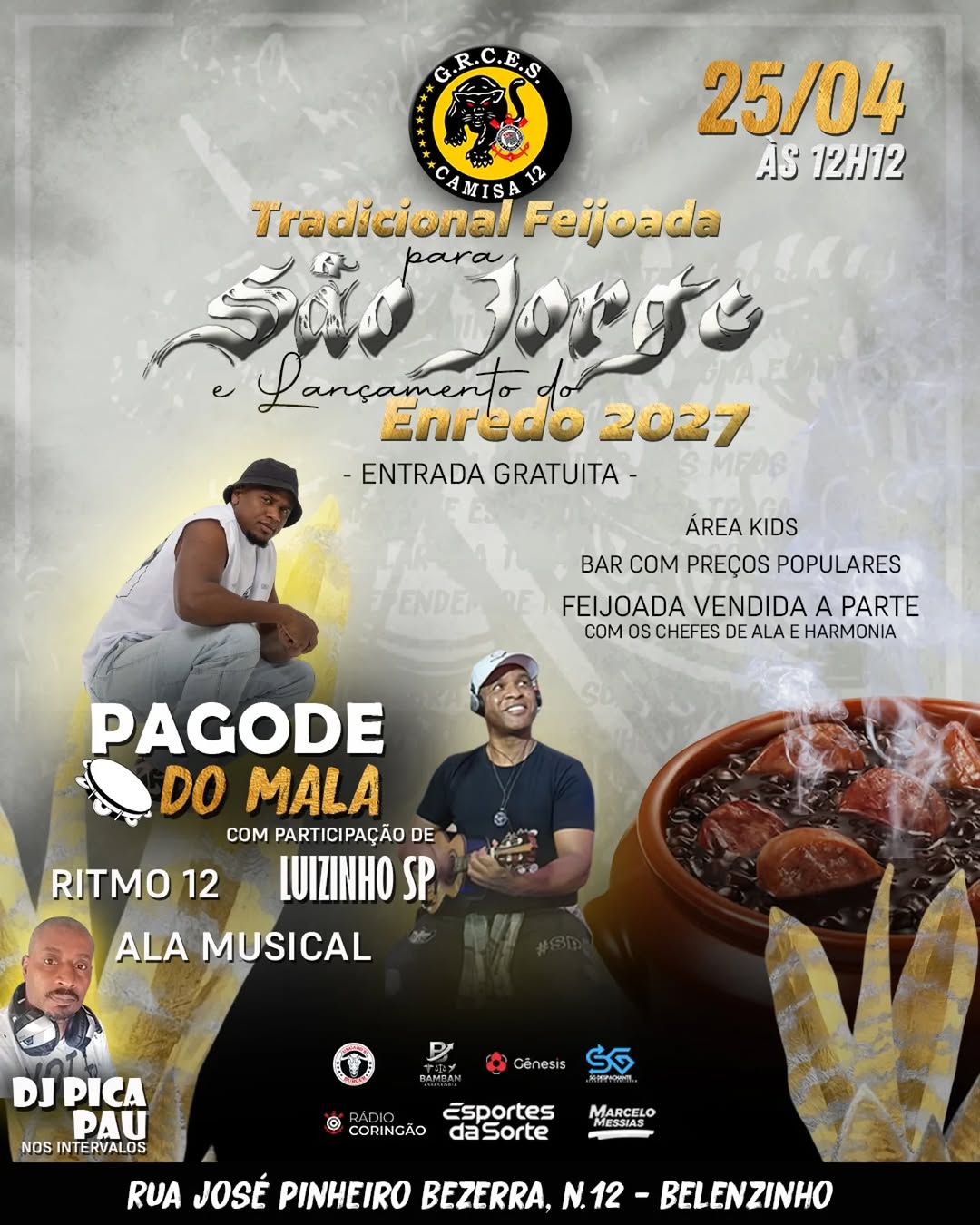 Tradicional Feijoada de São Jorge + Lançamento do Enredo 2027